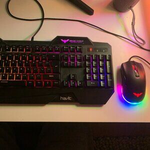 HAVIT Rainbow Backlit Wired Gaming Keyboard and Mouse Combo (Black) (Rainbow)